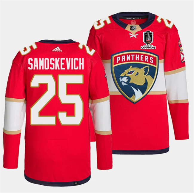 Men's Florida Panthers #26 Uvis Balinskis Red Home 2024 Stanley Cup Champions Stitched Jersey Men's Florida Panthers #26 Uvis Balinskis Red Home 2024 Stanley Cup Champions Stitched Jersey